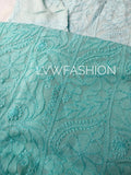Premium Firozi Ombre Dyed Kurta with slip in luxurious Chikankari by LVW Fashion, showcasing intricate embroidery and elegant design.