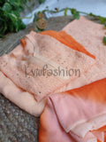 Premium rust orange ombre Georgette 3-piece set by LVW Fashion with luxurious Chikankari embroidery visible in the image.