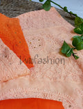 Luxurious rust orange ombre georgette 3-piece set by LVW Fashion with intricate chikankari embroidery, elegant and stylish.