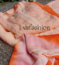 Luxurious LVW Fashion Premium Georgette 3-piece set in rust orange ombre with elegant Chikankari embroidery.