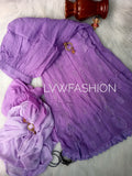 Luxurious LVW Fashion Georgette Ombre Dyed 3-Piece Set with intricate Chikankari embroidery in elegant shades.