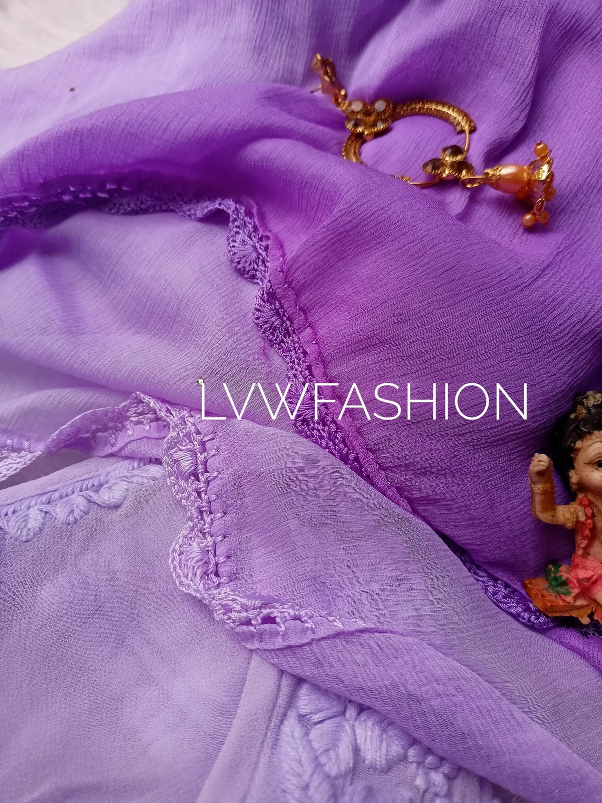 Luxurious LVW Fashion Georgette Ombre Dyed 3-piece set with intricate Chikankari embroidery, lightweight and elegant for special occasions.