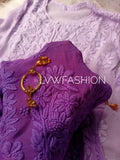 Premium georgette ombre dyed 3-piece set by LVW Fashion Luxurious Chikankari, featuring elegant traditional design.