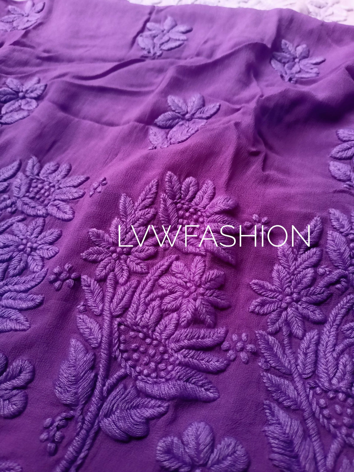 Luxurious LVW Fashion Georgette Ombre Dyed 3-Piece Set with intricate Chikankari embroidery, lightweight and elegant for special occasions.