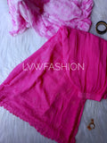 Premium pink tie-dye georgette 3-piece set by LVW Fashion Luxurious Chikankari, featuring intricate detailing and elegant fabric.