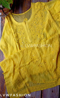 Premium white and yellow georgette Gharara set by LVW Fashion with intricate Chikankari embroidery.
