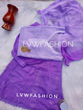 Luxurious lavender ombre dyed 3-piece Chikankari set by LVW Fashion, featuring intricate embroidery and elegant fabric.