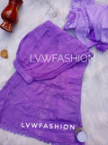 Lavender ombre dyed 3-piece set by LVW Fashion featuring luxurious Chikankari embroidery on soft fabric.