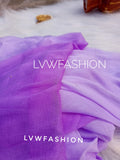 Lavender ombre dyed 3-piece set by LVW Fashion featuring intricate Chikankari embroidery and luxurious fabric.