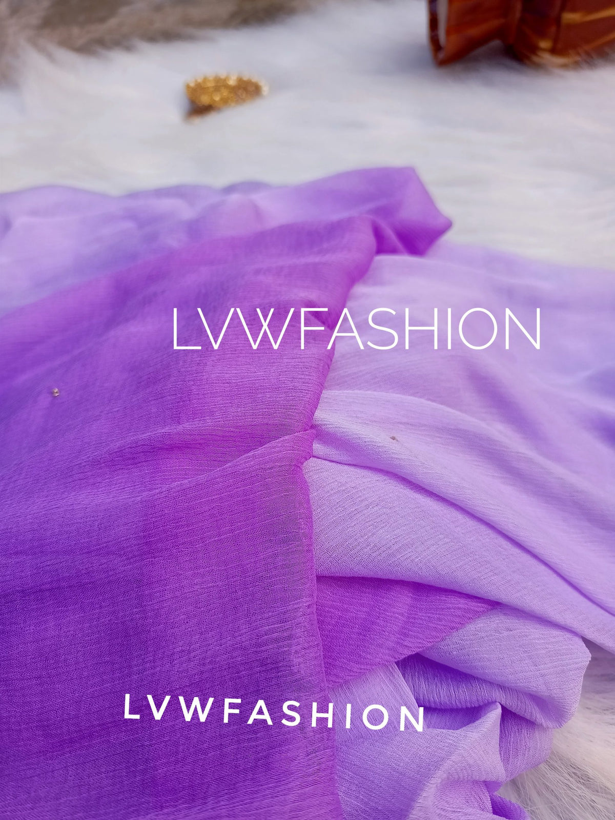 Lavender ombre dyed 3-piece set by LVW Fashion featuring intricate Chikankari embroidery and luxurious fabric.