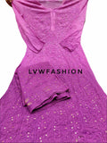 Colorful premium georgette 3-piece set by LVW Fashion with intricate chikankari embroidery, featuring vibrant red fabric.