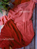 Smokey red premium georgette 3-piece set with intricate chikankari embroidery by LVW Fashion, featuring elegant traditional design.