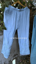 A F I Y A premium georgette 3-piece set with silk long slip by LVW Fashion, featuring intricate chikankari embroidery and elegant fabric.
