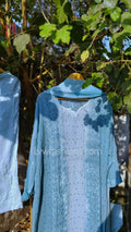 LVW Fashion luxurious Chikankari 3-piece set featuring premium georgette fabric with silk long slip inner, detailed embroidery.