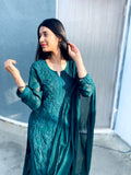 A luxurious Georgette 3-piece set by LVW Fashion Luxurious Chikankari, featuring intricate embroidery and elegant design.