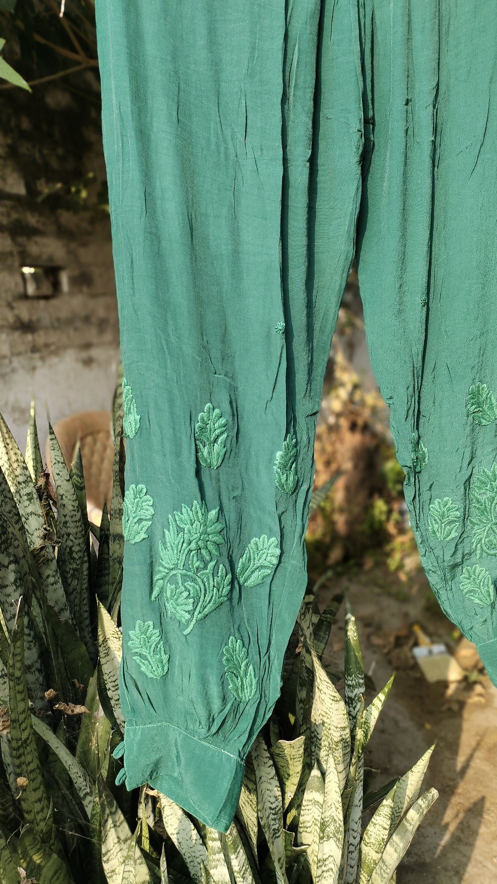 Luxurious Afgaani Chikankari silk tunic and pant set with matching dupatta, crafted by LVW Fashion in intricate embroidery.