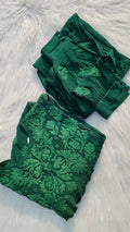 Luxurious Afgaani Chikankari silk tunic and pant set with matching dupatta by LVW Fashion, featuring intricate embroidery and elegant design.