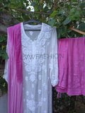 Beautiful Adaya Premium Georgette 3-piece Plazzo Set with intricate Chikankari embroidery, by LVW Fashion.