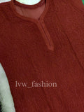 Beautiful maroon premium georgette kurta with intricate chikankari embroidery from LVW Fashion, featuring a stylish and elegant design.