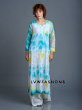 Beautiful premium georgette long kurta with resham embroidery and slip from LVW Fashion Luxurious Chikankari.
