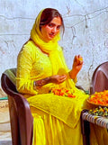Beautiful yellow georgette Gharara Chikankari set by LVW Fashion, featuring intricate embroidery and luxurious fabric.