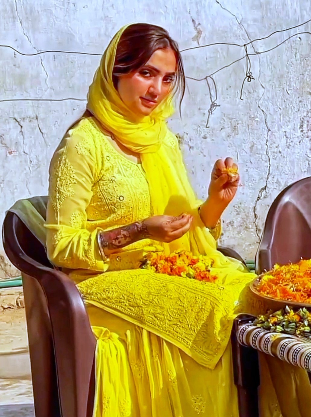 Beautiful yellow georgette Gharara Chikankari set by LVW Fashion, featuring intricate embroidery and luxurious fabric.