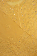 Yellowish premium georgette 3-piece set by LVW Fashion Luxurious Chikankari featuring elegant design and intricate fabric details.