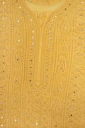 Beautiful yellowish premium georgette 3-piece set with intricate chikankari embroidery by LVW Fashion Luxurious.