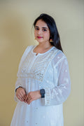U&K Naira pattern black and white chikankari kurti and sharara set in premium georgette, by LVW Fashion Luxurious Chikankari.