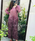 LVW Fashion Luxurious Chikankari Adaya Rang Long Kurta with lining, brown cotton fabric, detailed embroidery, and a long, elegant design.
