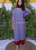 LVW Fashion Adiva brown premium georgette long Chikankari Kamdani kurta with slip, intricate embroidery, elegant traditional style