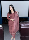 Brownies premium Georgette long Chikankari kurta with silk inner, stylish Indian ethnic wear by LVW Fashion Luxurious Chikankari.