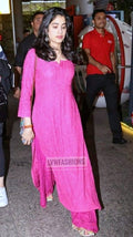 Hot pink celebrity-inspired co-ord set from LVW Fashion featuring a two-piece premium georgette and silk slip.