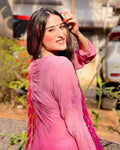 Celebrity-inspired premium georgette kurta with intricate chikankari embroidery and matching inner by LVW Fashion Luxurious.