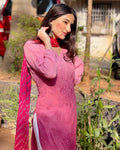 Celebrity-inspired premium georgette kurta with intricate chikankari embroidery and matching inner from LVW Fashion Luxurious.