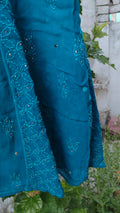 Blue Georgette Chikankari Kurti Set by LVW Fashion with intricate embroidery, perfect for festive Christmas celebrations.