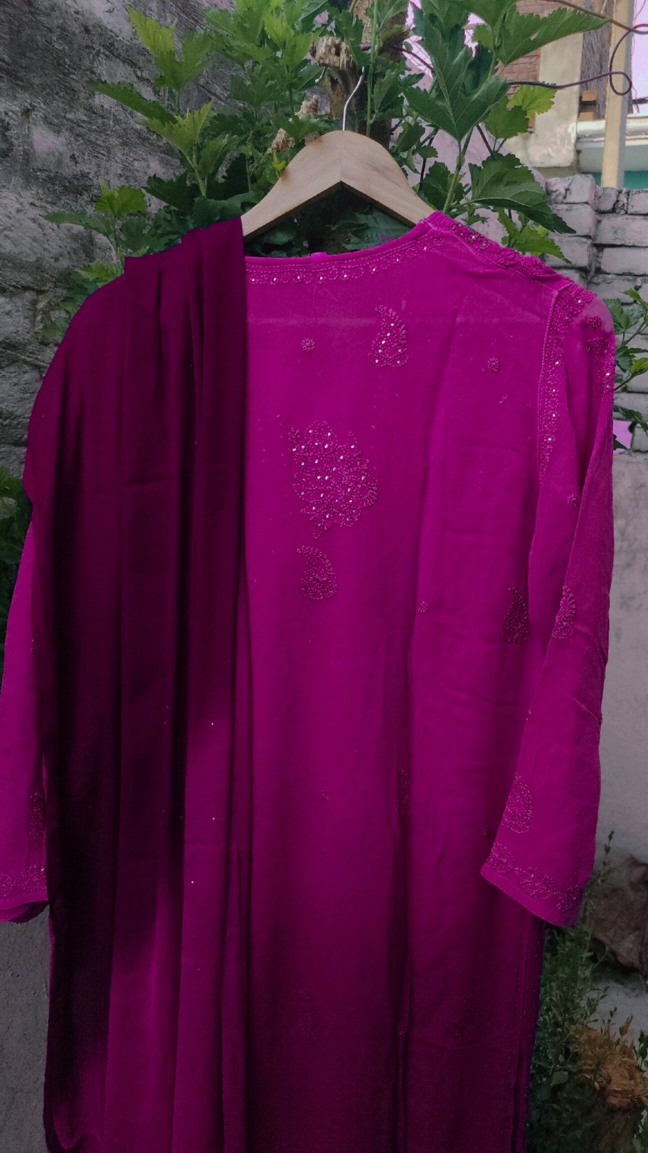 Blue Christmas-themed Georgette Chikankari Kurti Set by LVW Fashion, featuring intricate embroidery and elegant design.