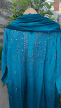 Blue premium georgette Chikankari Kurti set with intricate embroidery, styled by LVW Fashion Luxurious Chikankari, perfect for festive occasions.