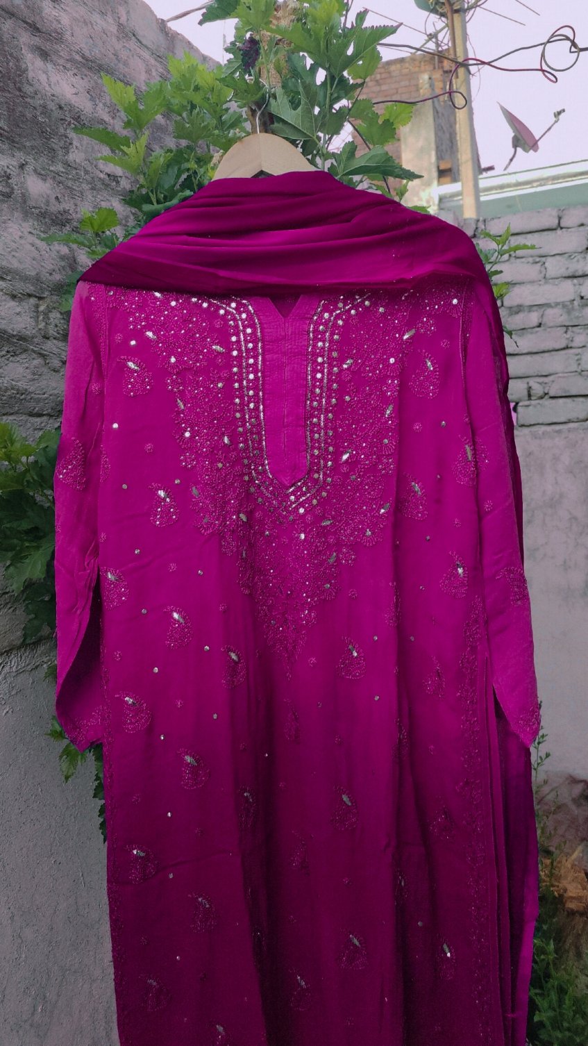 Christmas Blue premium georgette Chikankari Kurti set by LVW Fashion, showcasing intricate embroidery and elegant traditional style.
