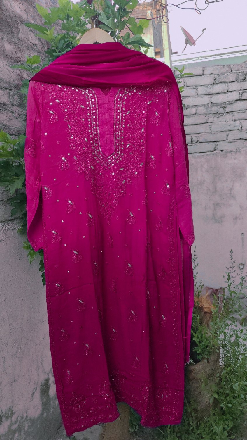 Blue premium georgette Chikankari Kurti set by LVW Fashion, featuring intricate embroidery and traditional style.