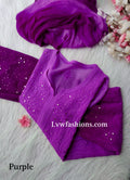 Electric blue Rose Premium Georgette Chikankari kurta by LVW Fashion with intricate hand-embroidery and elegant design.