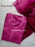 Electric blue Rose Premium Georgette Chikankari kurta by LVW Fashion, featuring intricate traditional embroidery and elegant design.