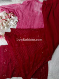 Electric blue Rose Premium Georgette Chikankari kurta by LVW Fashion, featuring intricate shades of pure chikankari embroidery.