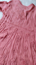 Elham Peach premium soft georgette Chikankari tunic by LVW Fashion, featuring intricate hand embroidery and a relaxed fit.