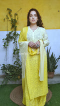 Emil Kurta Duptaa Set with intricate Chikankari and Kamdani embroidery by LVW Fashion, showcasing detailed fabric and traditional craftsmanship.