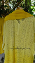 Emil Premium Georgette Floral Motifs Chikankari 3-piece set by LVW Fashion featuring intricate floral embroidery on lightweight fabric
