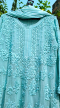 Adaya luxurious Look Chikankari Kurta Skirt Set by LVW Fashion, featuring intricate embroidery, soft fabric, and elegant traditional design.