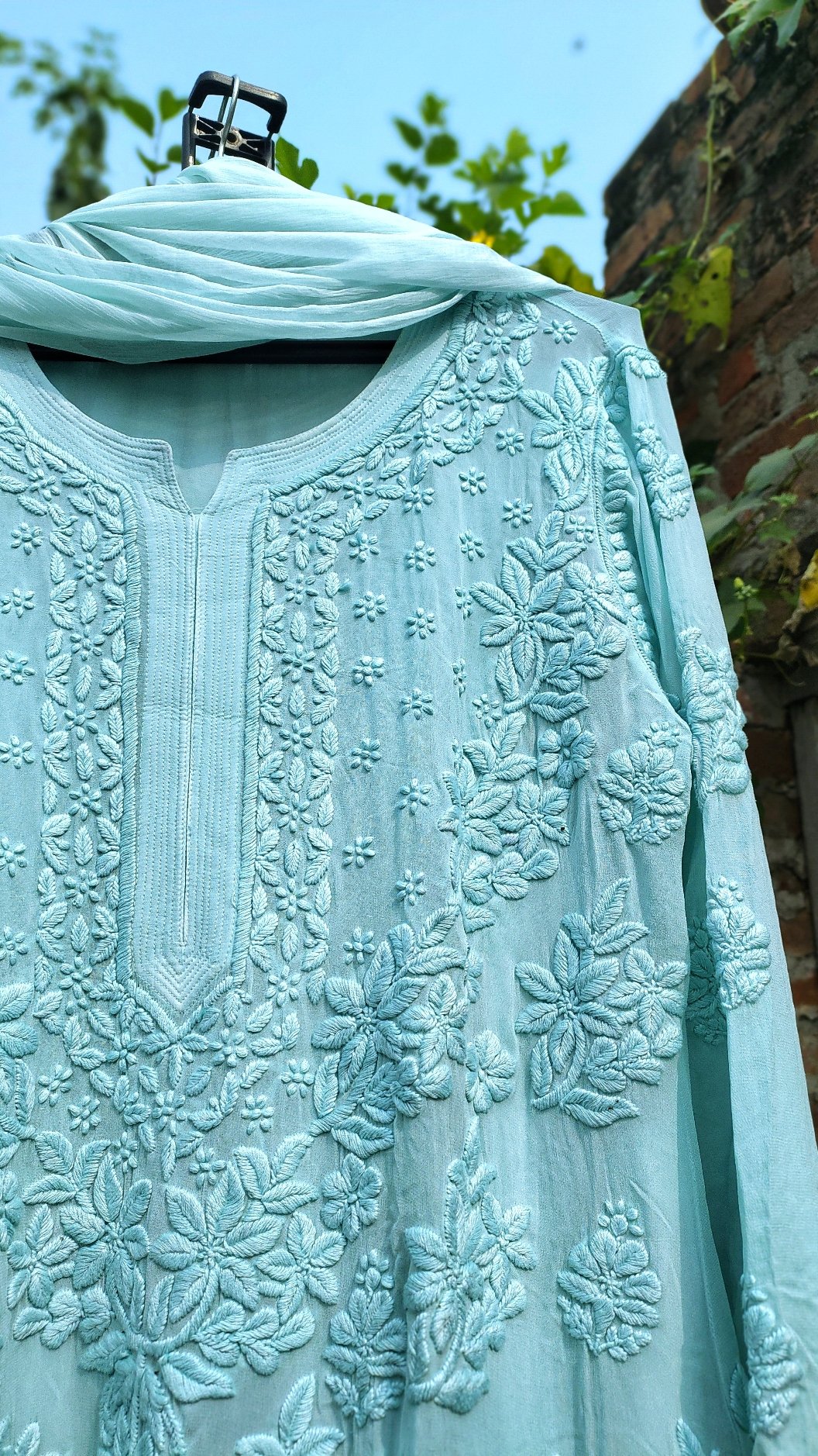 Adaya luxurious Look Chikankari Kurta Skirt Set by LVW Fashion with intricate embroidery and elegant traditional design.