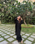 Black Beauty Celebrity Inspired Chikankari Kurta Set by LVW Fashion, featuring intricate embroidery and a full traditional ensemble.