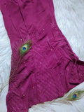 Fuchsia pink premium georgette Chikankari Kurti set with silk inner, by LVW Fashion Luxurious Chikankari. Full set display.